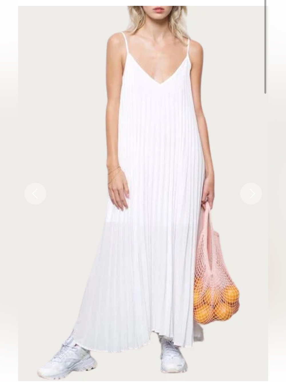 Amy Lynn LAMU PLEATED CHIFFON MAXI DRESS Size M